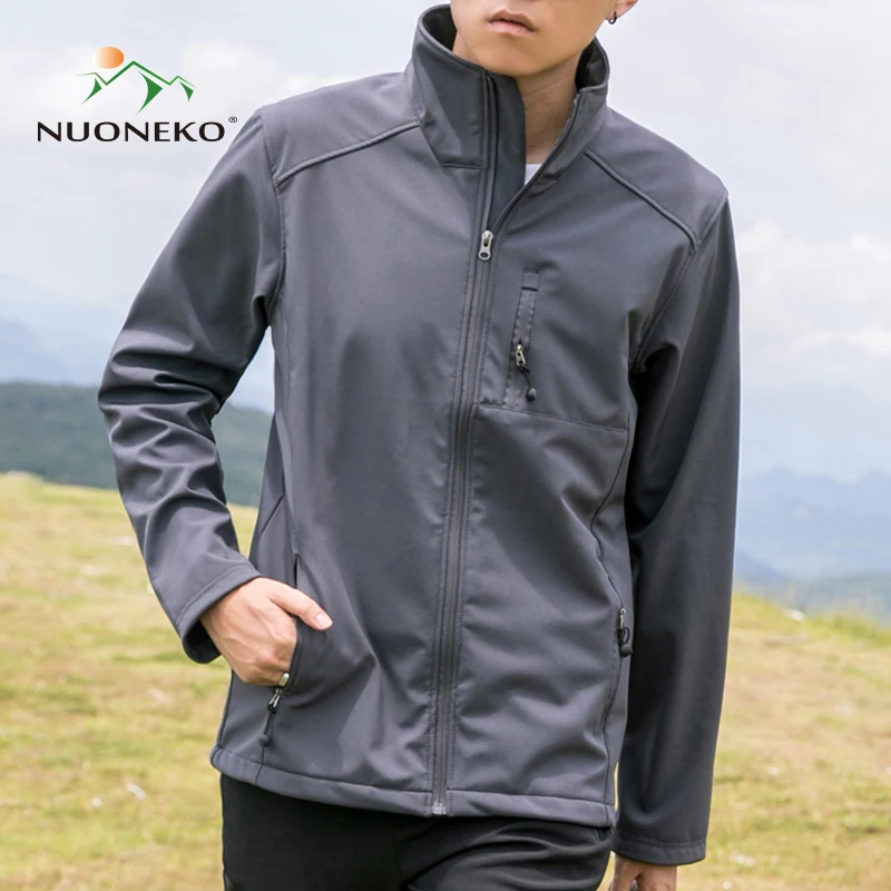 

NUONEKO Winter Softshell Fleece Jacket Men Camping Hiking Trekking Fishing Clothes Waterproof Breathable Men's Coat JK04