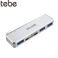 tebe USB 3.1 Type-C Hub USB 3.0 TF/SD Card Read 5-in-1 Multi-Function Converter For MacBook And Thunderbolt 3 Series Notebooks