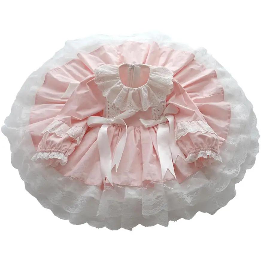 

Spanish Girls Wedding Dress Lace Bow Princess Birthday Party Kids Robe ball gown dress