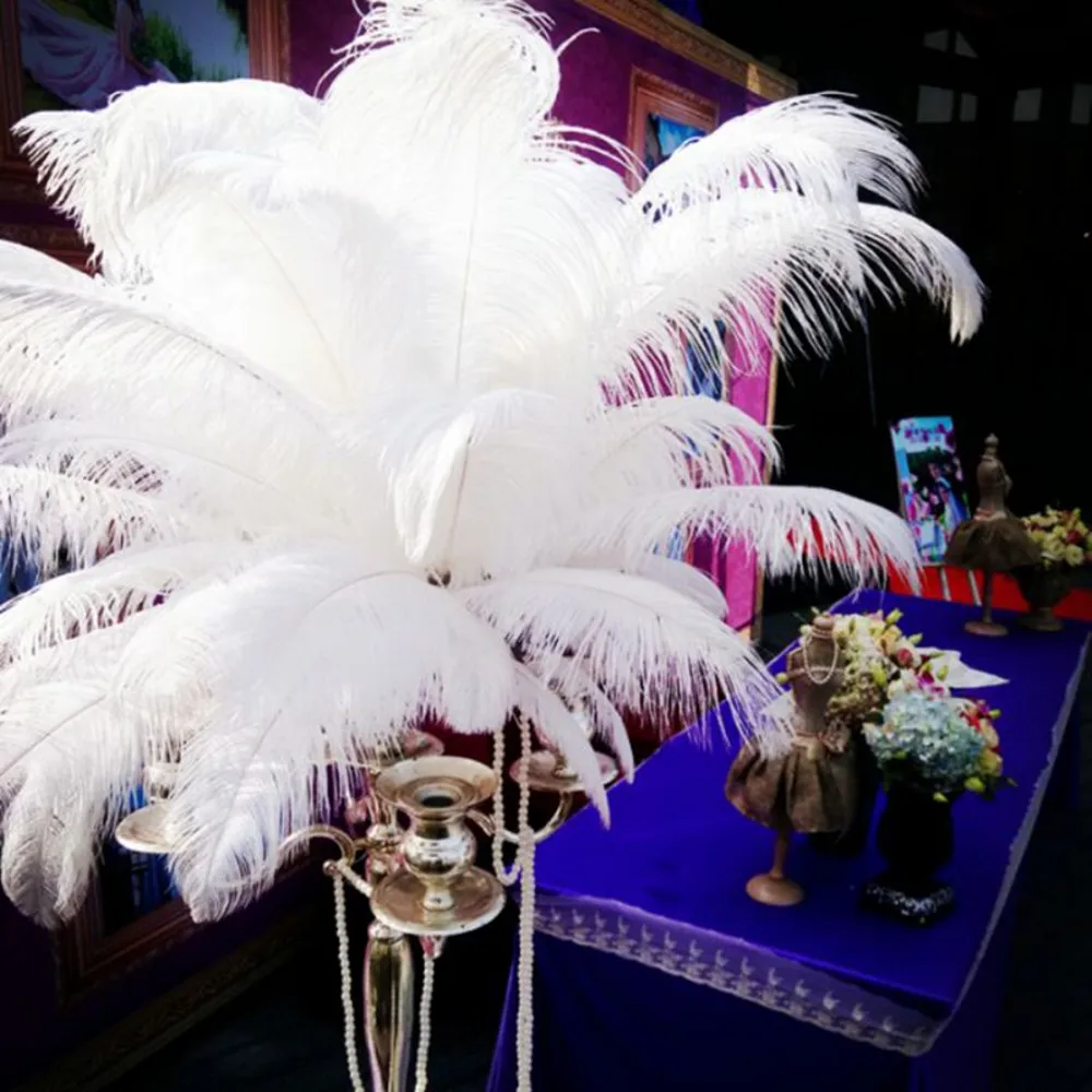 whosale Large Size White Ostrich Feather Plume Craft Supplies Wedding Party Table Centerpieces Decoration 50pcs/lot