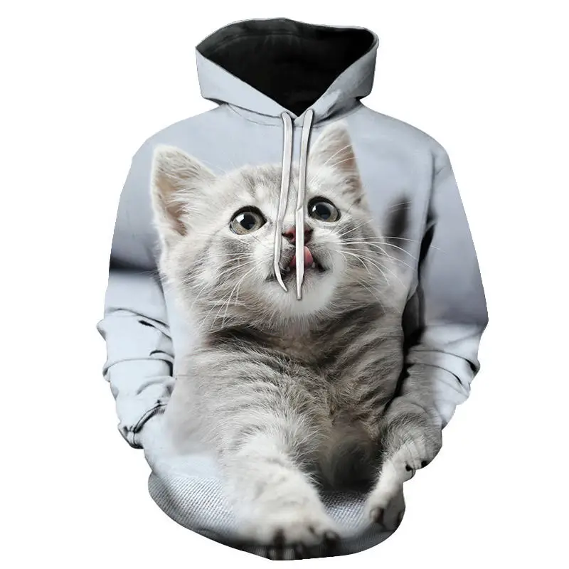 

Cartoon Kawaii hoodie 3D printed cat oversized men's and women's pullover long sleeve hoodie jacket