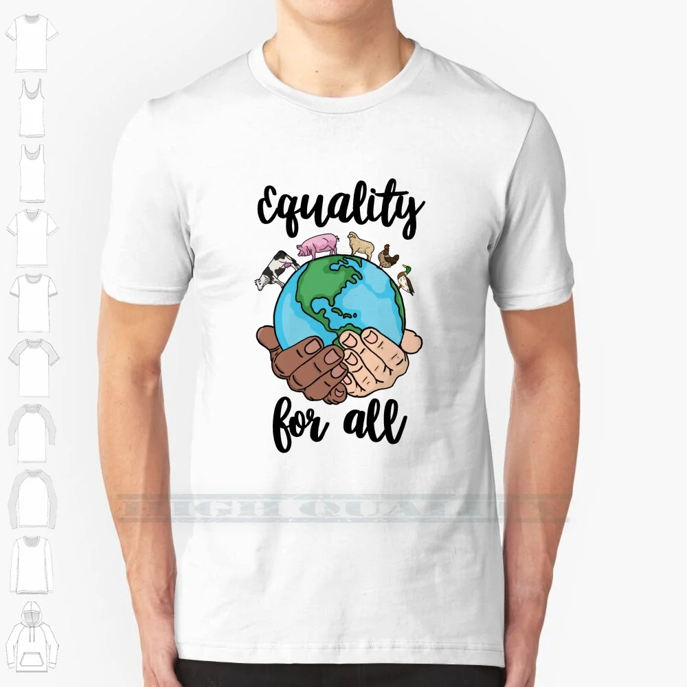 T-shirt Anti-Raciste 100% Coton, Vêtement à la Mode, avec Compassion, Amour, Animaux, Terre, Egalité, Vegan