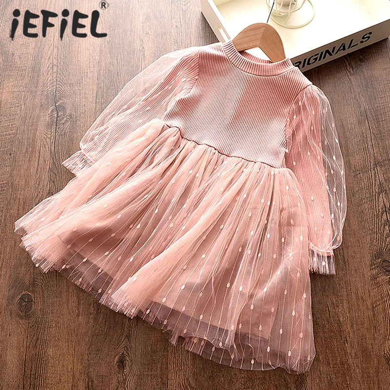 

Kids Girls Mesh Tulle Fluffy Dress Vestidos Children Party Knitted Christmas Costume Infant Baby Girls Princess Mesh Tutu Dress