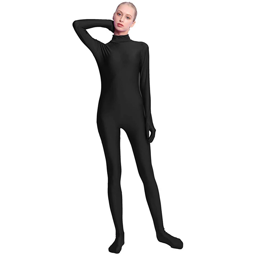 SPEERISE Dewasa Seluruh Tubuh Uniseks Zentai Hitam Spandeks Ketat Jumpsuits Cocok untuk Wanita Unitard Man Kostum Cosplay