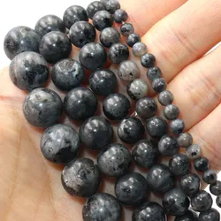 Natural Stone Black Labradorite Round Loose  Spacer Beads 4 6 8 10 12mm Pick Size For Jewelry Making Charm DIY Bracelet Necklace