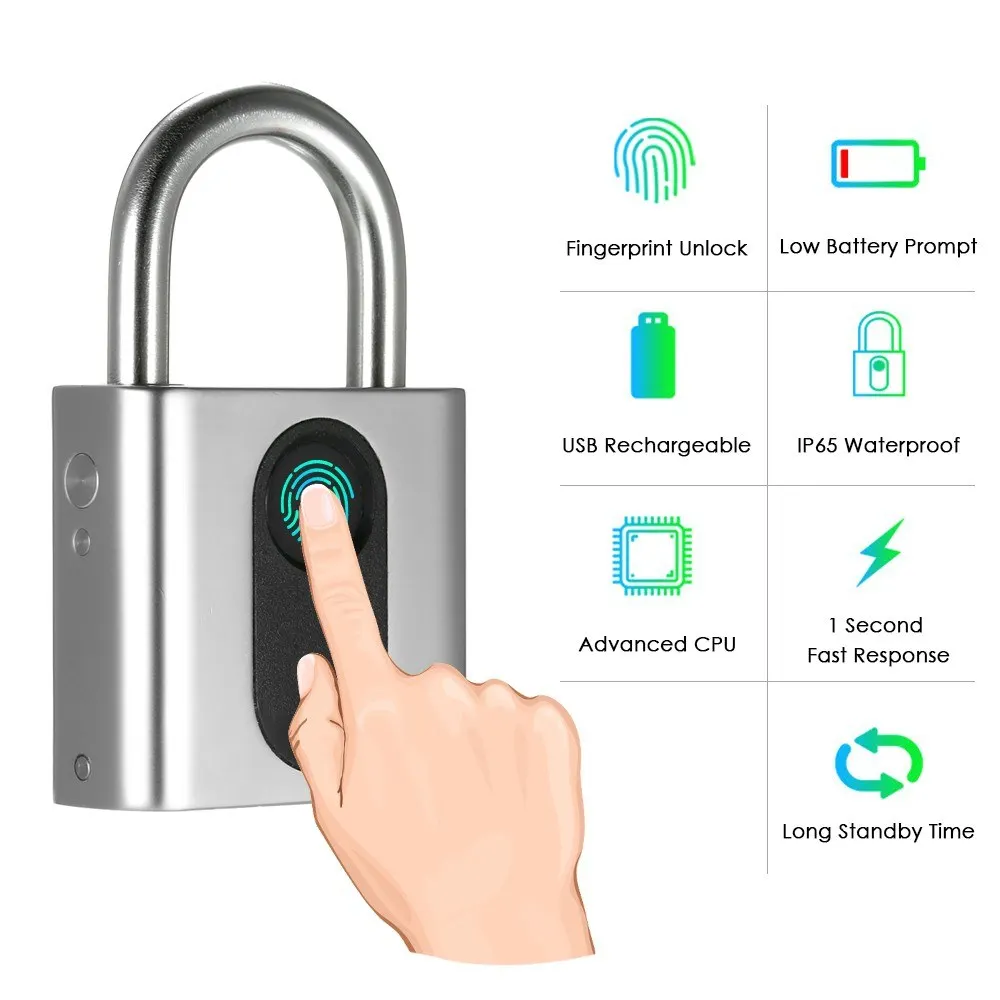 USB Rechargeable Smart Keyless Kunci Sidik Jari