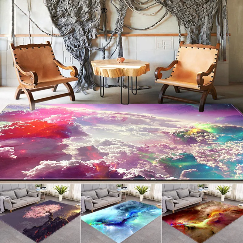 3D Galaxy Space Stars printing Carpets For Living Room Bedroom Area Rugs Anti-slip hallway Floor Mat Washable Home Large Carpet