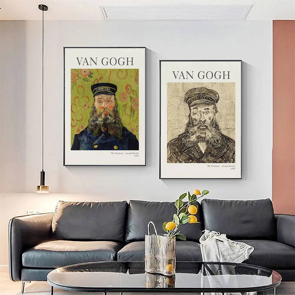 Van Gogh The Postman Poster, Sunflowers Canvas Painting, Abstract Shoes Art Print, Modern Wall Picture for Living Room, Home Dec