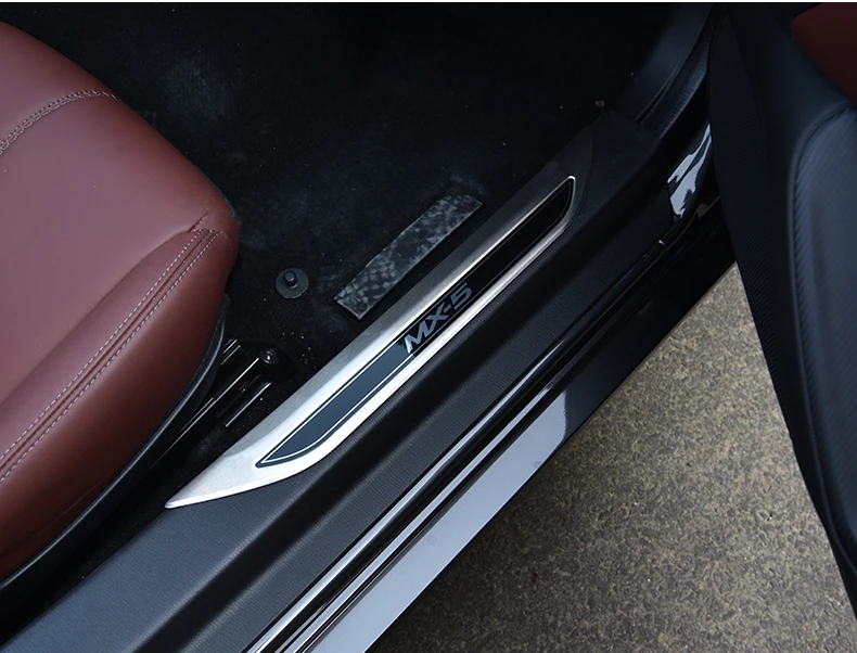 Edelstahl-Türschwellenschutz, Pedal-Abschleifplattenabdeckung, Zierleisten, Zubehör, Auto-Schwellenabdeckung für Mazda MX-5 RF ND MX5 – Detail 13