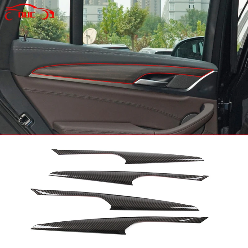 

4Pcs ABS Carbon Fiber Style Car Interior Door Panel Cover Trim Sticker For BMW X3 X4 G01 G02 2018-2022 Auto Decorate Accessories