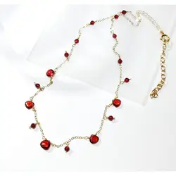 Lii Ji Natural Red Garnet Drop Beads 14K Gold Filled Necklace Handmade Jewelry Christmas Gift