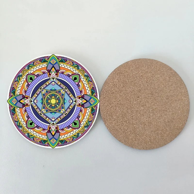 Disesuaikan Kayu Cangkir Kopi Pad Papan Dekoratif Mandala Bir Mark Coaster Teh Pesta Hadiah Tikar 8 Pcs Set