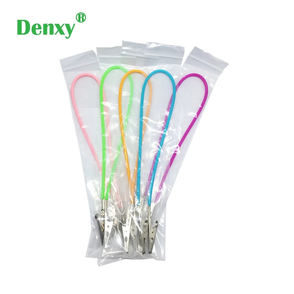 Denxy 5pcs Dental Bib Clips Autoclavable Flexible Chain Napkin Holder Baby Silicone Patient Clip For Dentist Lab