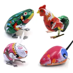 Kids Classic Tin Wind Up Clockwork Toys Jumping Frog Rabbit Mouse Rooster Vintage Toy For Children Boys Educational Toys