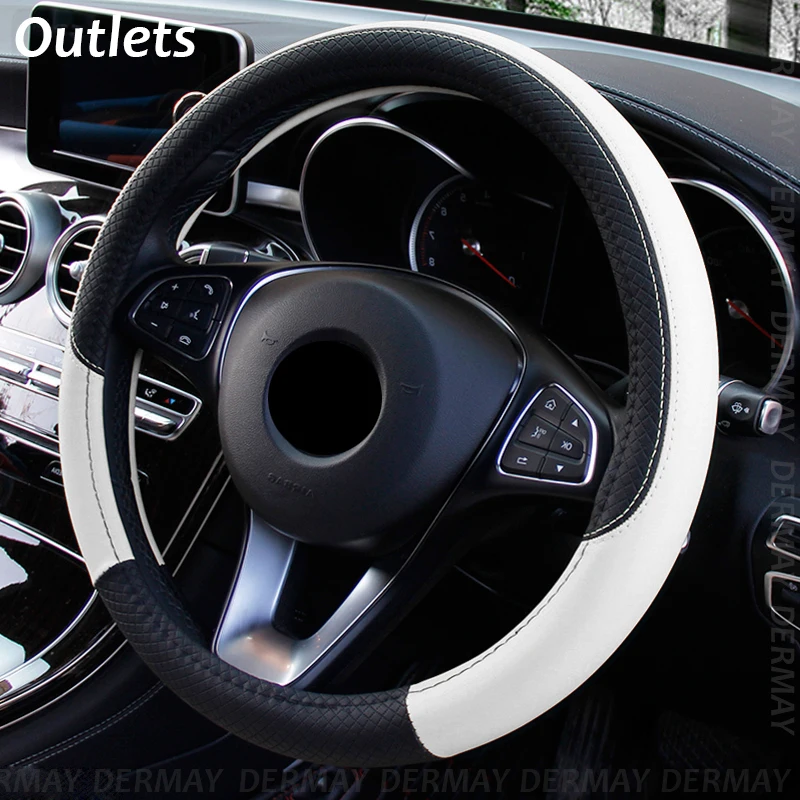 Car Steering Wheel Covers 37-38cm Universal PU Leather Steering-wheel Cover Automobiles Anti-slip Four Seasons Auto Accessories