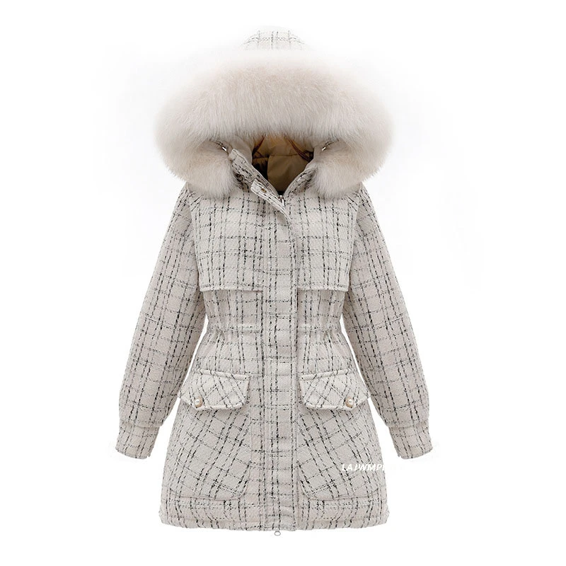 2022 nuovo inverno coreano naturale grande pelliccia collo di volpe piumino donna piumino d'anatra bianco donna Parka capispalla sciolto YRF258