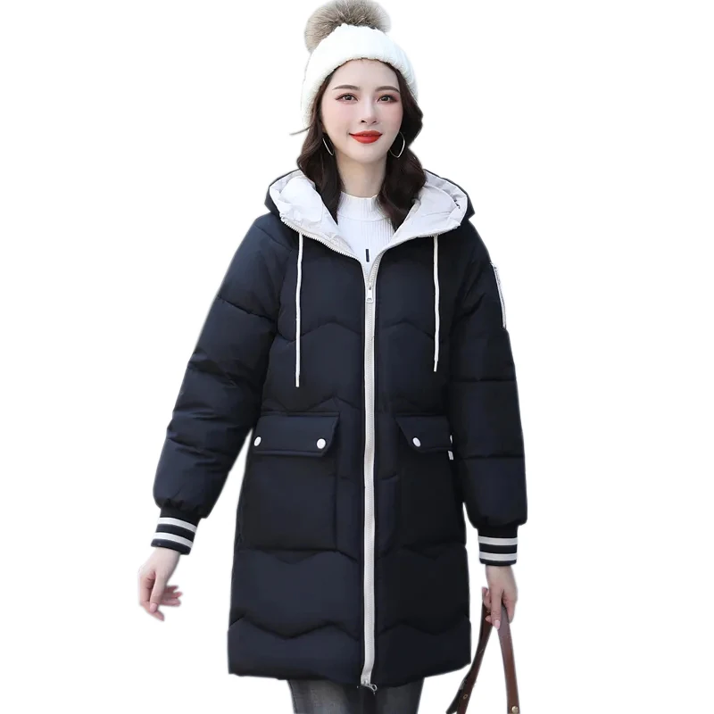 High quality Down Jacket Women's Parka New Winter Jacket Thick Padded Jacket Hooded Female Coat Loose Mid-Length Size S-3XL