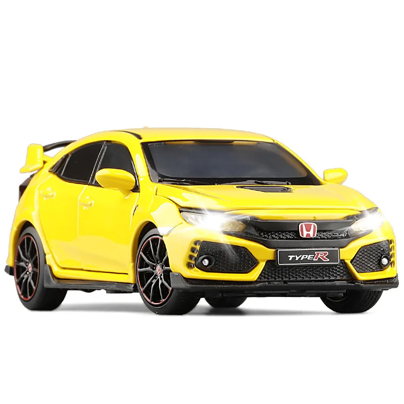 JKM 1:32 HONDA CIVIC TYPE-R  Alloy Car model Diecasts & Toy Vehicles Sound and light Car Toy Model Simulation Model Collection