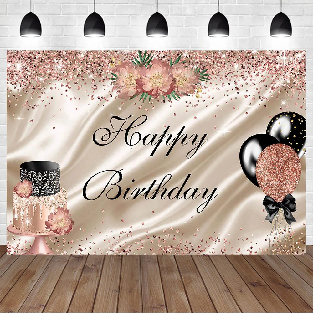 Mocsicka High Heel Balloon Women Birthday Backdrops Girl Birthday Party Decor Glitter Custom Photography Background Studio Shoot