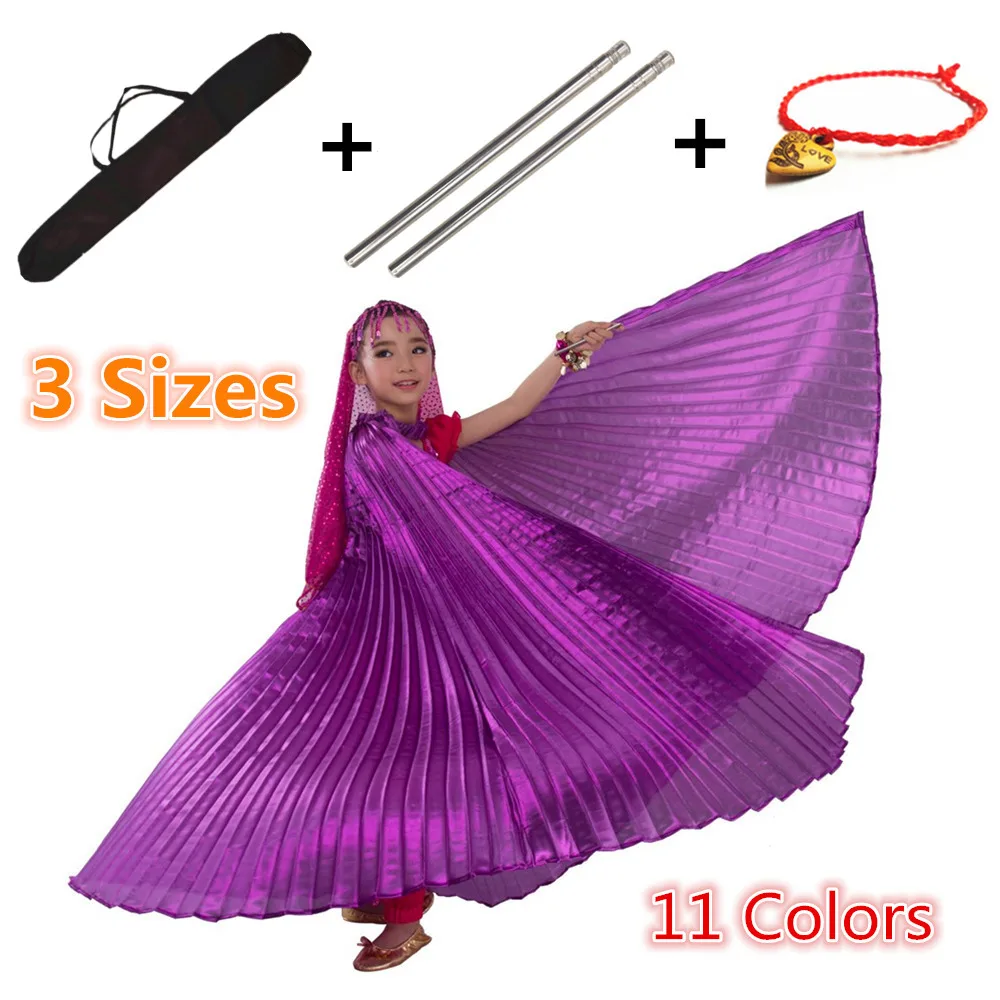 Múa Bụng Cánh Isis Cánh Bellydance Trẻ Em Cướp Gậy Túi Múa Bụng Trang Phục Múa Bụng Ai Cập Bé Gái Kids Vàng Đen