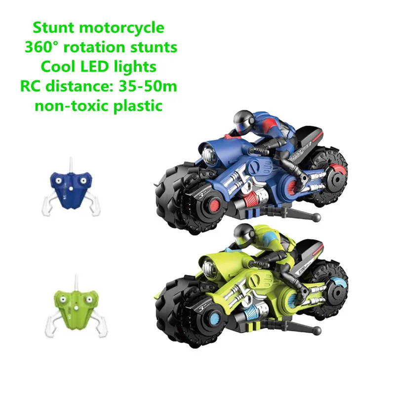 

1:10 High Speed Motorbike Model RC Motorcycle 360° Rotation Stunts Cool LED Lights RC Distance 50M Stunt Car Toys For Boys Gift