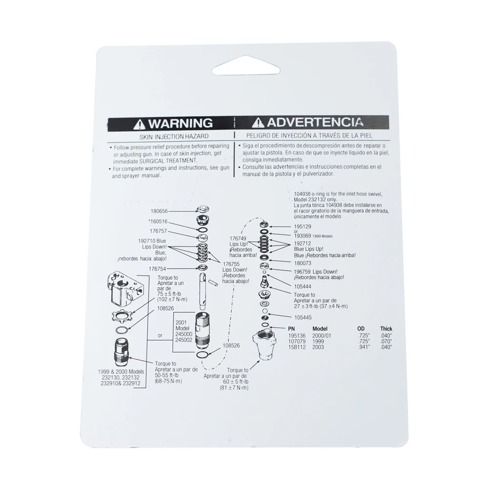 244194 Sửa Chữa Đóng Gói Bộ Grac Ultra Max II 390 395 490 495 595 LineLazer 3400 Hậu Mãi Không Cần Không Khí Sơn máy Phun Sương