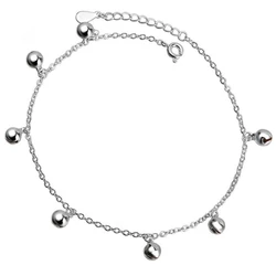 KOFSAC 7 Bells Lady Chain Ankles Barefoot Sandal Beach Foot Jewelry 925 Sterling Silver Anklets Bracelets For Women Accessories