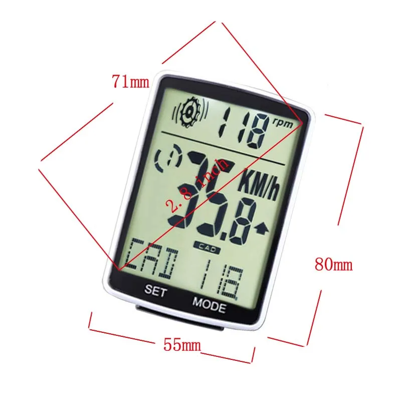 Wireless Cadence bike Speedometer 2-in-1 Bicycle  Computer 2.8-inch Large- screen LED Digital Odometer MTB Code Tabl Accessories