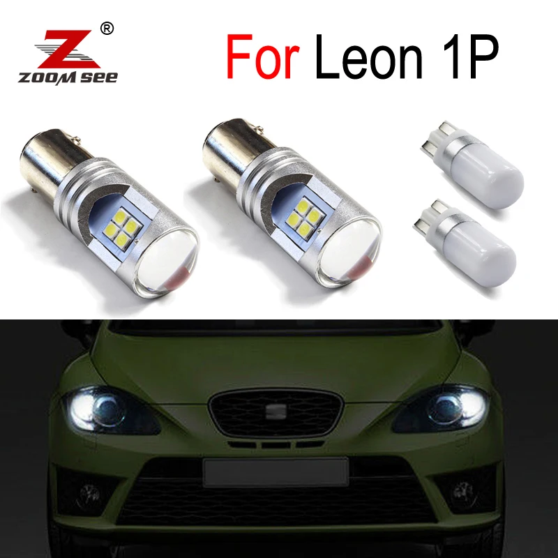 Żarówka LED Canbus White LED Reverse + Parking Position + Day DRL Daytime Running Light dla Seat Leon MK2 1P 1P1 Lampa zewnętrzna (05-12)