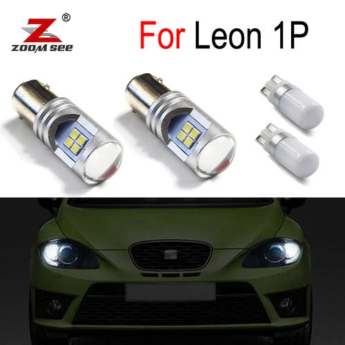 Canbus 백색 LED 후진 전구 + 주차 위치 + 일 DRL 주간 주행등, 좌석 Leon MK2 1P 1P1 외부 램프 (05-12) 