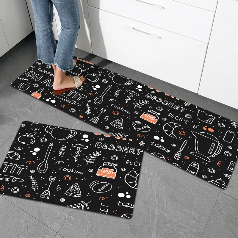 

PVC Kitchen Carpet Anti-slip Long Hallway Waterproof Entrance Door Mat for Bedroom Living Room Bedside Area Rugs Tapis Tapete