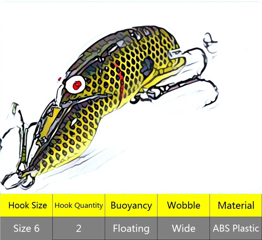 wLure Fishing Lures 10g 9cm Crawfish Insect Bait Deep Water Crankbait Tight Action in Water 2 #6 Treble Hooks C569