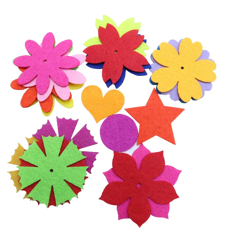 100 pezzi Bouquet Patch feltro di lana fiori artigianato fai da te per bambini feltro fatto a mano cucito Applique accessori ciondolo in feltro di