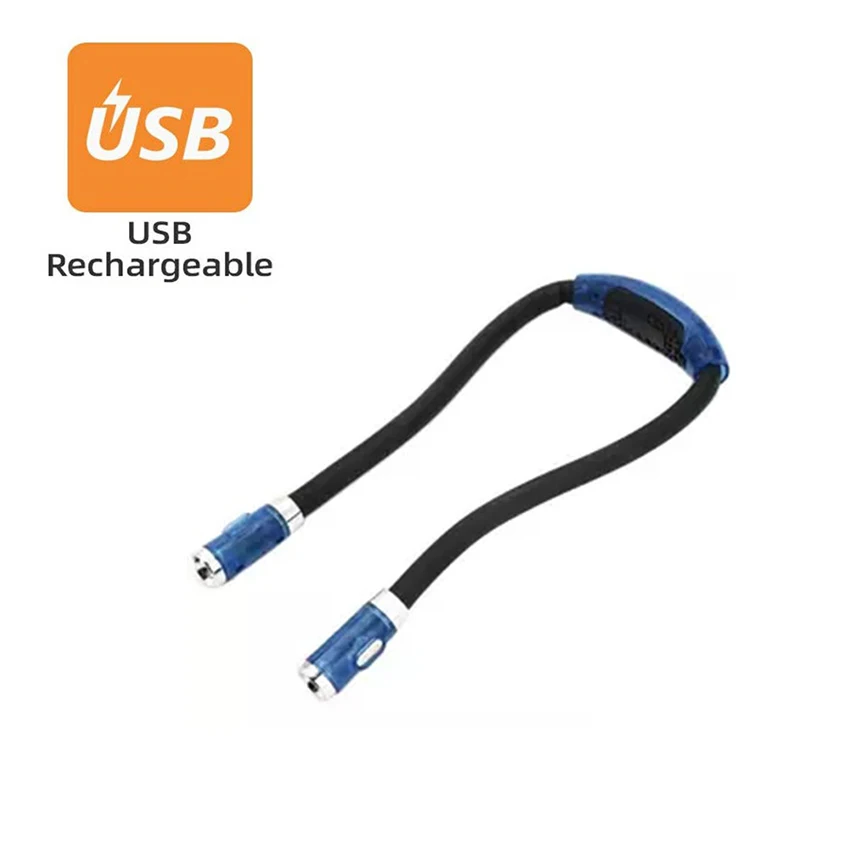 Lampada da lettura notturna ricaricabile a mani libere con luce appesa al collo a LED lampada da libro a sospensione USB ricarica USB per l'apprendimento