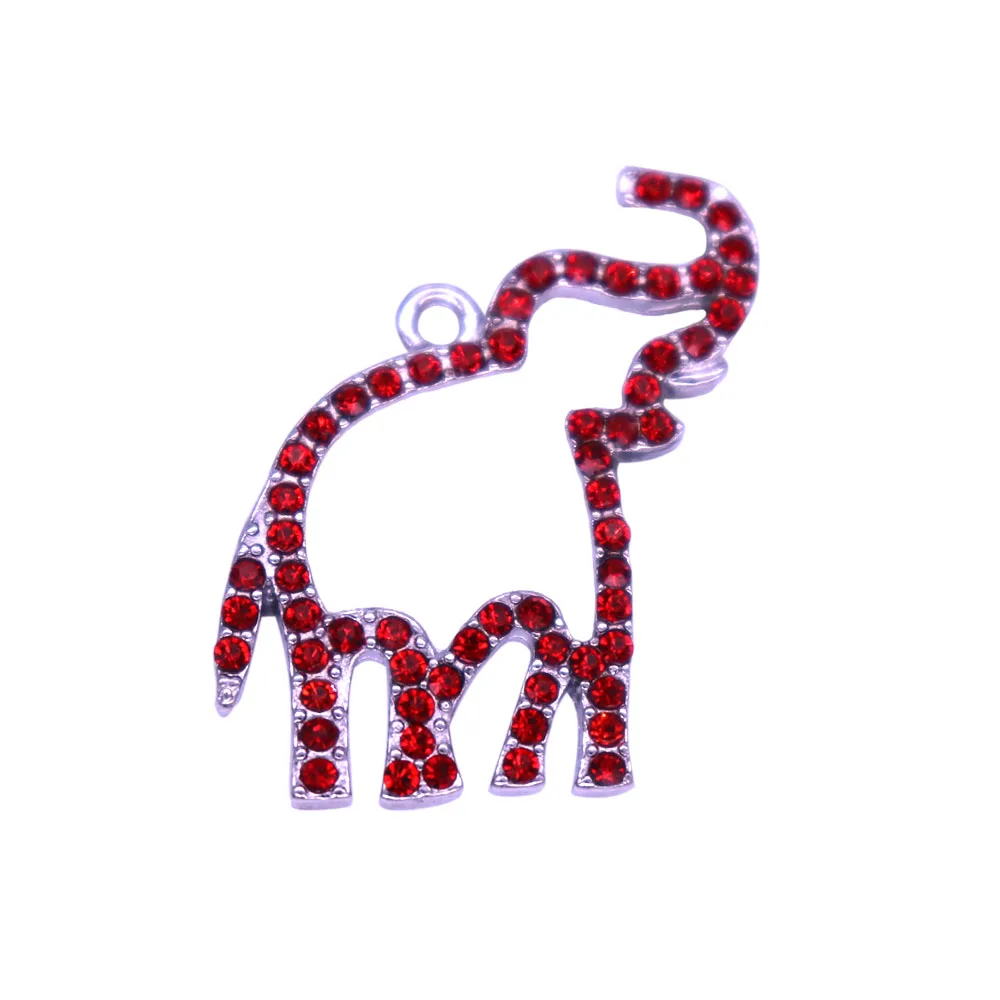 レッドクリスタル中空象チャーム動物の形象ジュエリーギリシャ文字dstシンボルアクセサリーdiyネックレスブレスレットメイキング
