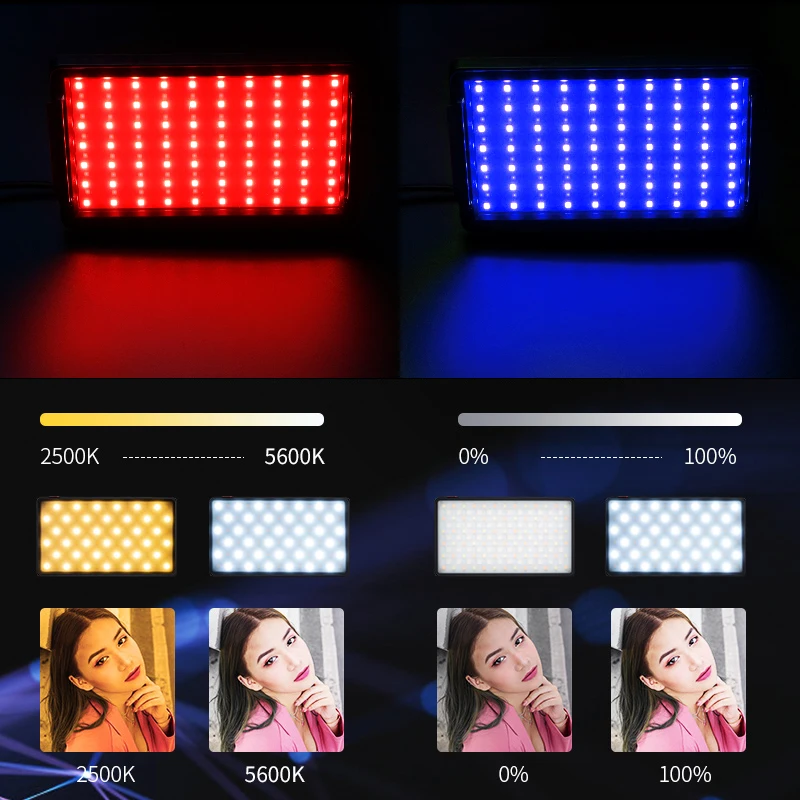5600K Dimmbare Mini LED Video Licht Vier-farbe Karte Panel Fotografie Lampe Stativ Professionelle Für Foto Youtube Live streaming