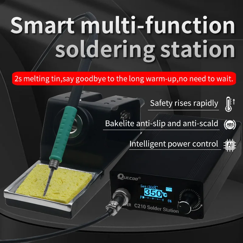 QUECOO C210 OLED Digital Display Adjustable Temperature Soldering Station For JBC Handle Repair Welding Tool C210 Tips