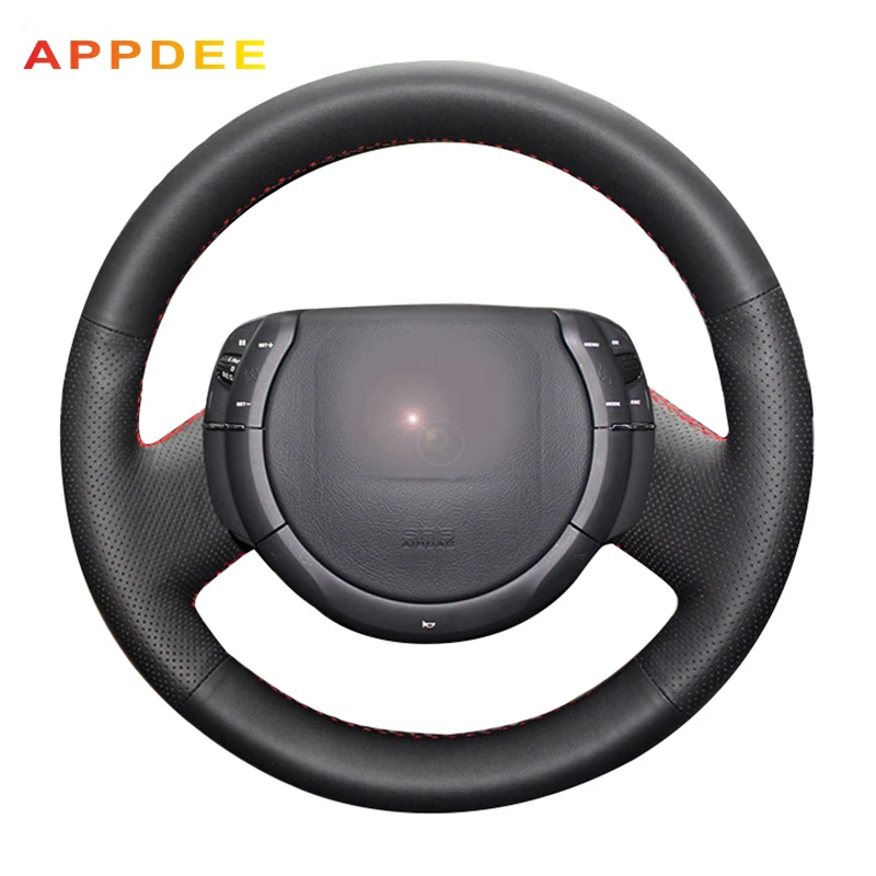 Handsewing Black Artificial Leather Steering Wheel Covers for  Citroen Triumph Old C4 C-quatre