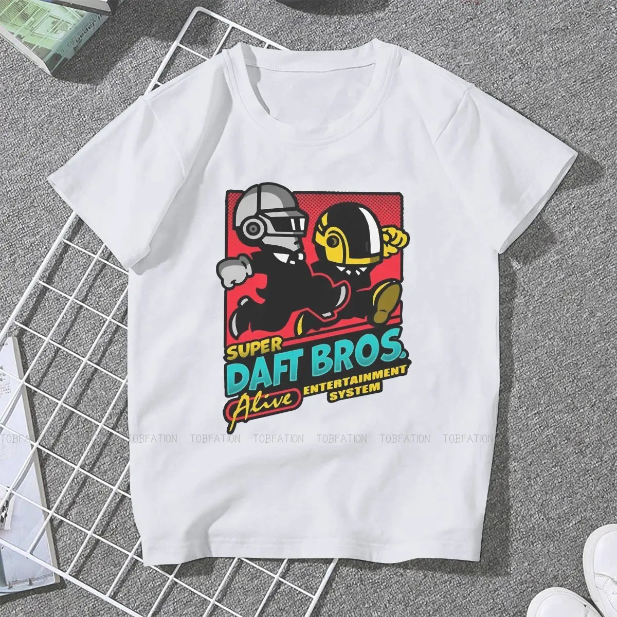 Super Bros Women TShirt Daft Punk Helmet O Neck Girls Tops 5XL Lady T Shirt Funny Fashion Gift