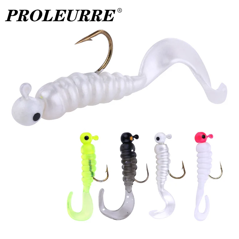 

7pcs/Lot Jig Wobblers Silicone Worms Soft Lure 4.8cm 2.7g Lead Head Hooks Artificial Rubber Bait For Bass Carp Fishing Tackle