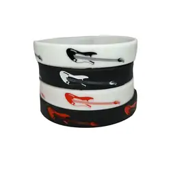 1PC New Guitar Silicone Wristband for Music Fans Rock Music Silicone Rubber Bracelets &Bangles Women Men Gift SH321