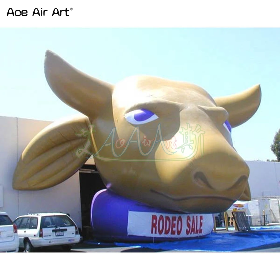 Free Air Shipping Golden Inflatable Bull Head,Inflatable Animal For Outdoor Advertising Decoration Made By Ace Air Art