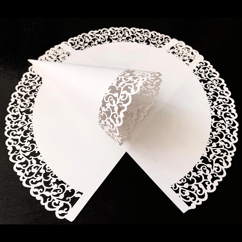 50Pcs Lace Flowers Paper Wedding cones Candy Holder White Blue Wedding Confetti Paper Cup DIY Cups Party Decorative Accessories
