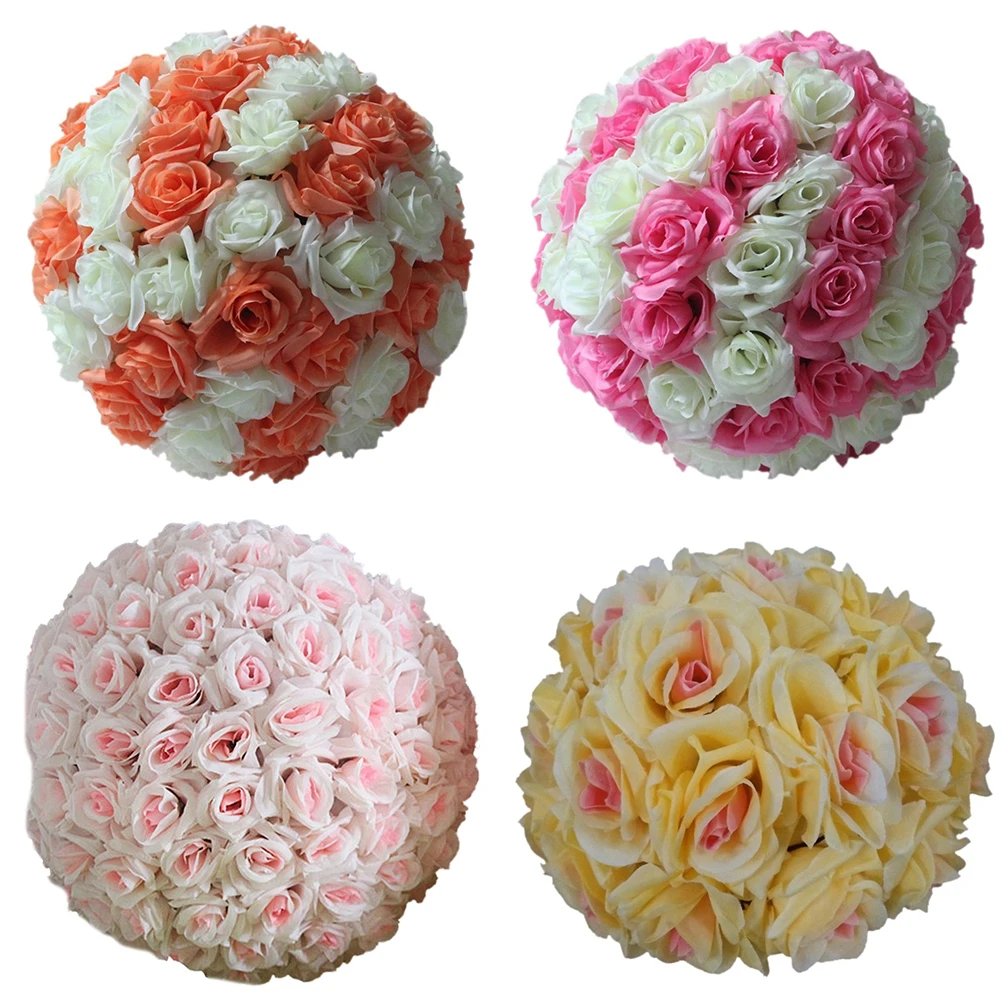 8 Inch Silk Flower Wedding Kissing Balls Pomander Decorative Hanging Flower Ball Centerpieces Rose Wedding Decoration Ball