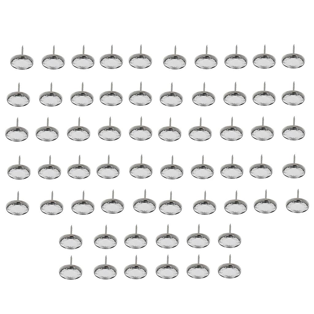 50 Pieces 20/22mm Crystal Upholstery Nails Tacks Studs Pins for Sofa Wall Decor Crafts Sofa Headboard Leather Beds