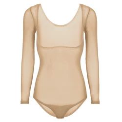 Justaucorps sous le buste transparent en maille solide pour femme, costume de batterie, sous-vêtements de danse du ventre, bas de corps, sous-impressions, costume de document adulte