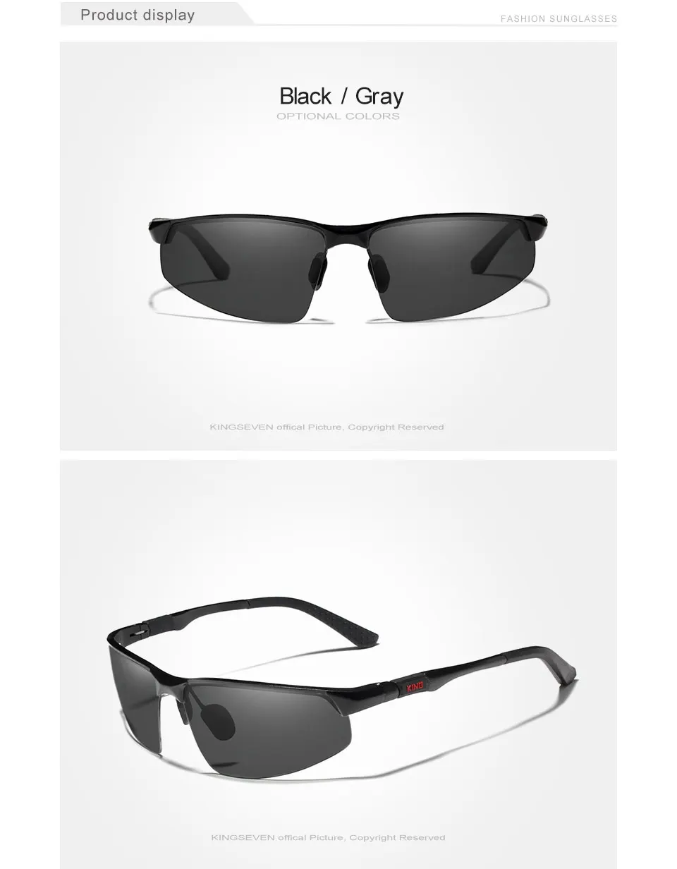 KINGSEVEN Marke 2024 Polarisierte Serie Fahrer-Sonnenbrille für Herren aus Aluminium mit Spiegelgläsern, Sonnenbrille für Männer und Frauen, Brillen – Detail 5
