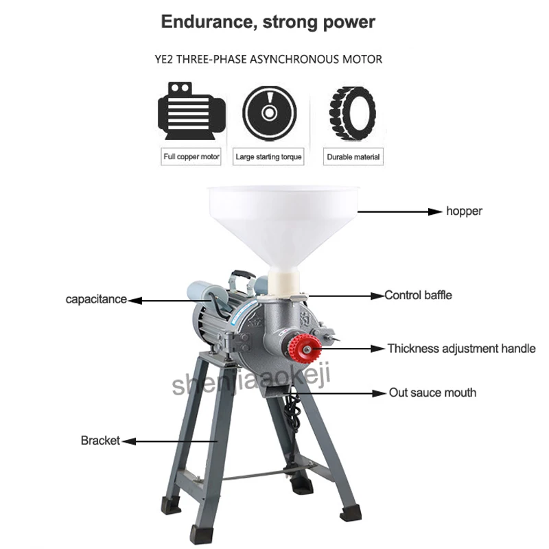 Moulin multifonction professionnel, 220 V, silencieux, broyeur/raffineuse pour la fabrication de beurre de cacahuètes et de sauce sésame