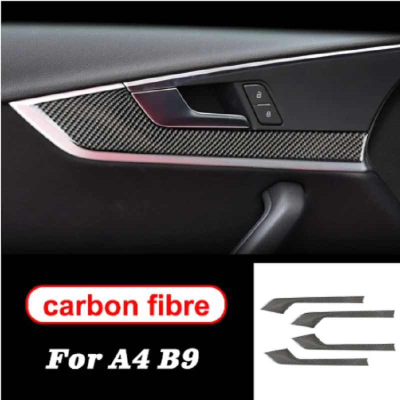 

Carbon Fiber Door Panel Decorative Door bowl Cover Trim Interior Stickers Fit For Audi A4 B9 2017-2019 Auto Accessories