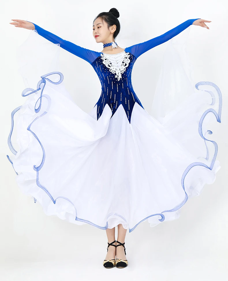 

New modern dance skirt ballroom dance dress big skirt performance competition costume waltz senior children's dance dress